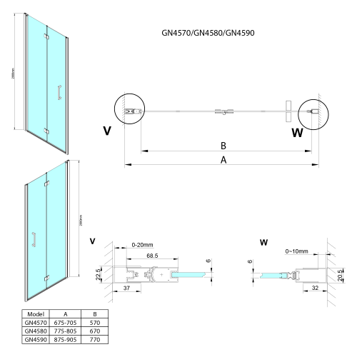 Sapho GELCO LORO 70 cm harmonikaajtó transzparent üveggel, króm GN4570