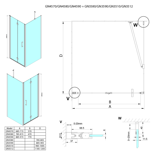 Sapho GELCO LORO 70 cm harmonikaajtó transzparent üveggel, króm GN4570