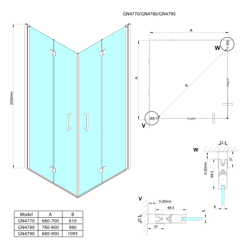 Sapho GELCO LORO 70 cm harmonikaajtó sarokbelépős kabinhoz transzparent üveggel, króm GN4770