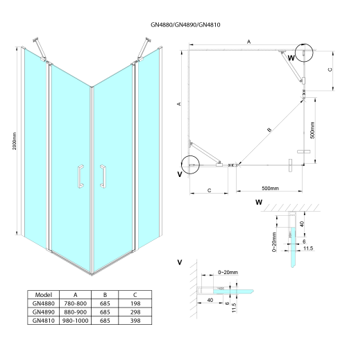 Sapho GELCO LORO 80 cm fix részes nyílóajtó sarokbelépős kabinhoz transzparent üveggel, króm GN4880