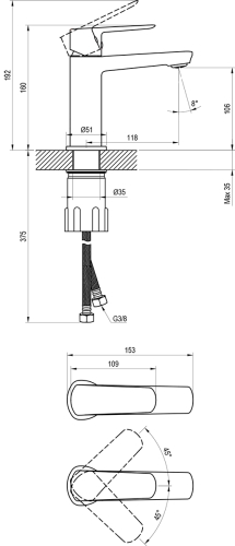 Ravak Life LF 012.00CR mosdócsaptelep 160 mm, lefolyó nélkül, króm X070470