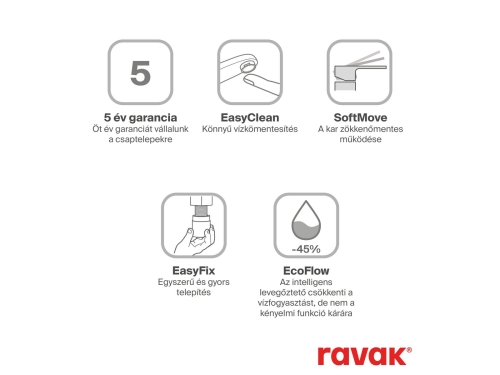 Ravak Life LF 014.20BL mosdócsaptelep 240 mm, lefolyó nélkül, fekete X070477