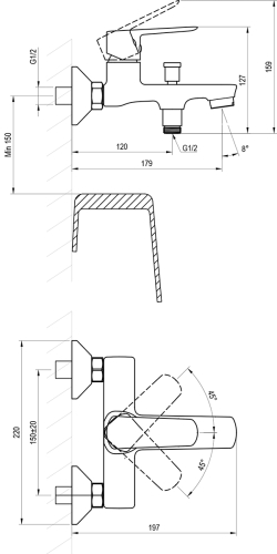 Ravak Life LF 022.20BL kádcsaptelep szett nélkül, fekete X070479