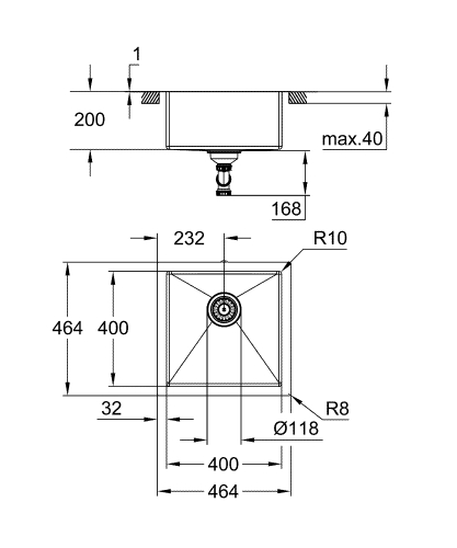 Grohe K700 rozsdamentes acél mosogatótálca 31578SD1