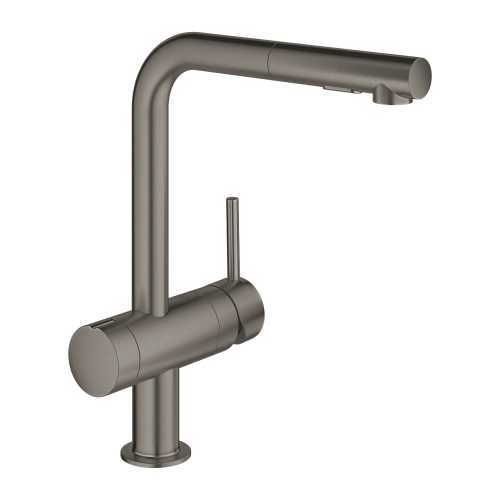 Grohe Minta Egykaros mosogatócsaptelep zuhanyfejjel elzáróval, brushed hard graphite 31558AL0