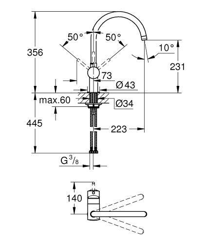 Grohe Minta Egykaros mosogatócsaptelep, brushed hard graphite 32917AL0