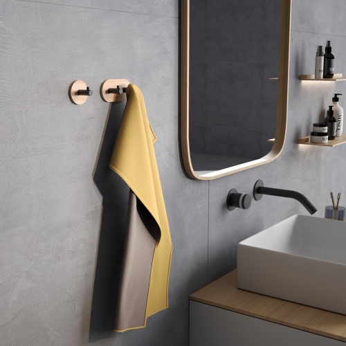 Sapho HIMALAYA kerek dupla akasztó, fekete/bambusz 1127