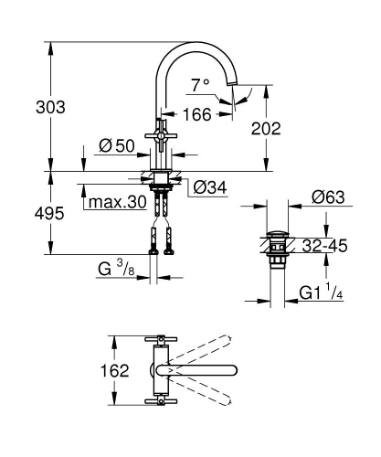 GROHE SPA Atrio egylyukas mosdócsaptelep, L-es méret cool sunrise 21144GL0