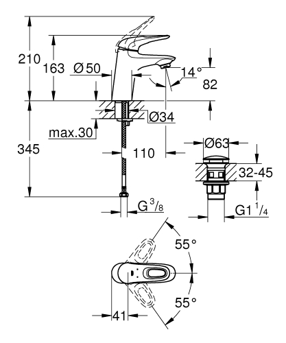 Grohe Eurostyle egykaros mosdócsaptelep S-es méret, króm 23929003