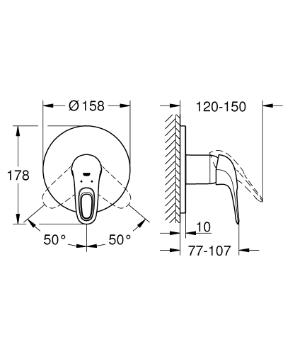 Grohe Eurostyle egykaros falba épített zuhanycsaptelep, 1 fogyasztóhoz, fehér/króm 24048LS3