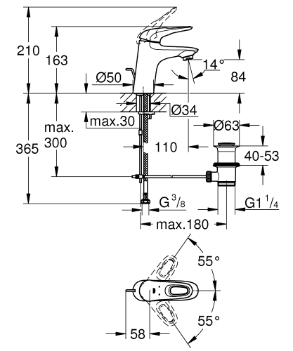 Grohe Eurostyle egykaros mosdócsaptelep S-es méret, króm 33558003