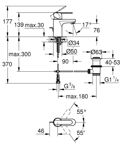 Grohe Get egykaros mosdócsaptelep S-es méret, króm 32883000