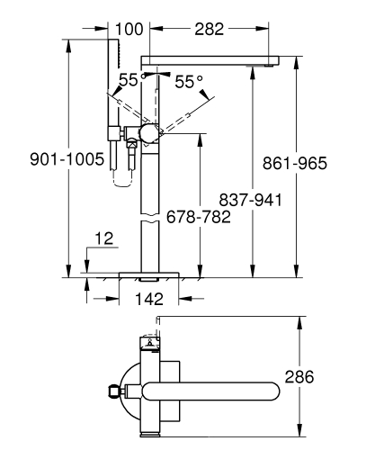 Grohe Plus egykaros szabadonálló kádtöltő csaptelep, brushed hard graphite 23846AL3