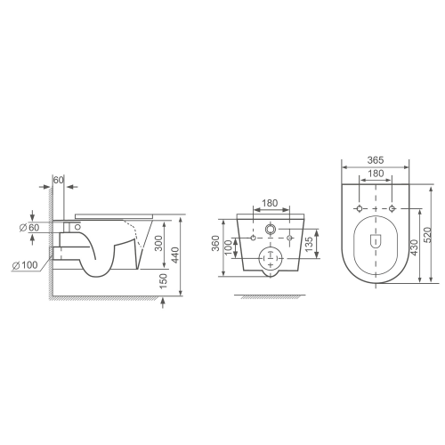 Sapho PACO RIMLESS fali WC, matt fekete PZ1012WRB