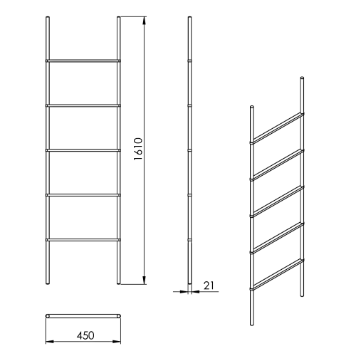 Sapho KENTA 450x1610 mm törölközőtartó, fekete/bambusz 303141