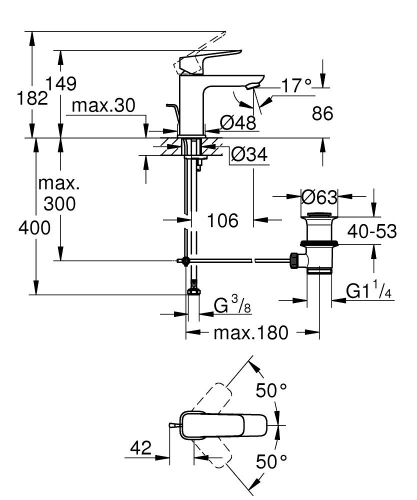 Grohe Cubeo egykaros mosdócsaptelep S-es méret, króm 1016940000