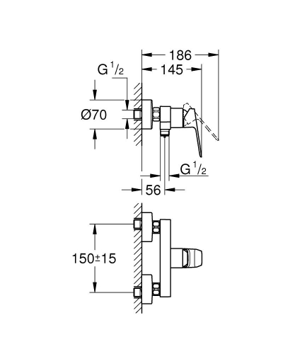 Grohe Cubeo egykaros zuhanycsaptelep, matt fekete 1018242430