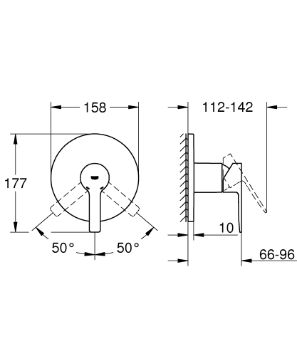 Grohe Lineare egykaros falsík alatti zuhany csaptelep, supersteel 24063DC1