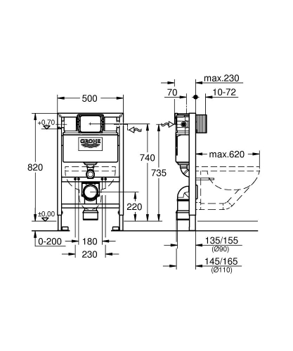 Grohe Rapid SL 2 az 1-ben WC szett, 0,82 méteres telepítési magasság 38948000