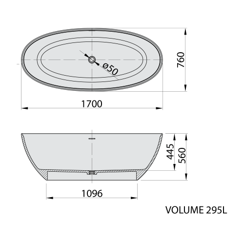 Sapho POLYSAN NOYA 170x76 cm Rockstone szabadonálló kád, matt fehér 92330