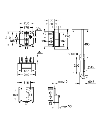 Grohe Rondo wc-öblítőszelep 37157000