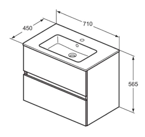 Ideal Standard Eurovit+ 70 cm fali szekrény mosdóval, magasfényű fehér R0573WG