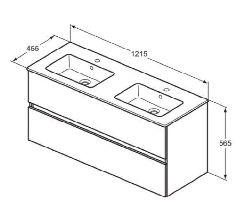 Ideal Standard Eurovit+ 120 cm fali szekrény mosdóval, magasfényű fehér R0576WG