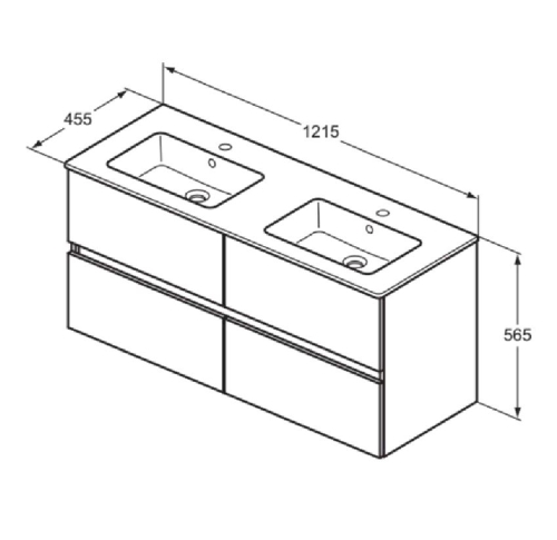 Ideal Standard Eurovit+ 120 cm fali szekrény mosdóval, magasfényű fehér R0577WG