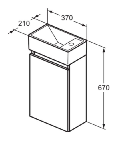 Ideal Standard Eurovit+ 35 cm fali szekrény jobbos mosdóval, magasfényű fehér R0569WG