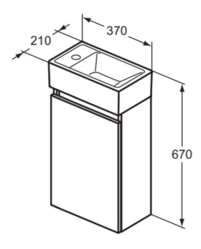 Ideal Standard Eurovit+ 35 cm fali szekrény balos mosdóval, magasfényű fehér R0570WG