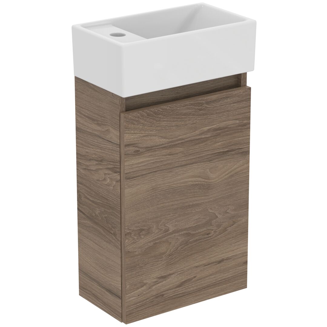 Ideal Standard Eurovit+ 35 cm fali szekrény balos mosdóval, Flint Hickory R0570Y9