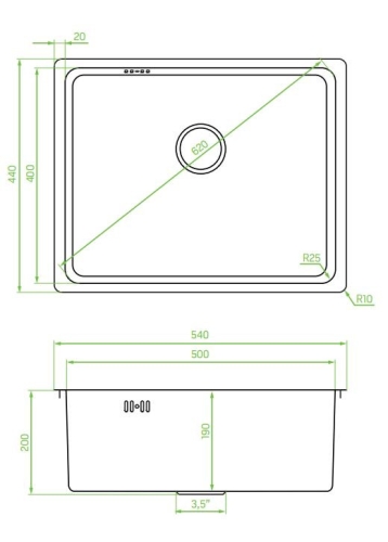 Laveo ADEN 54 egymedencés mosogató, szálcsiszolt inox SLA_010T