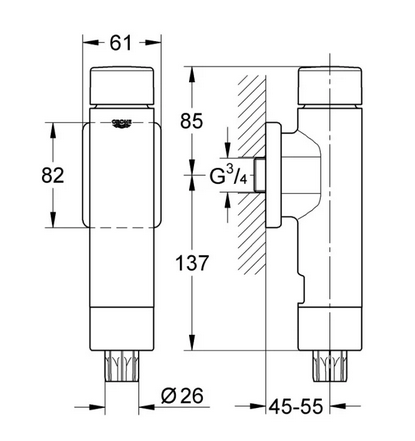 Grohe Rondo A.S. wc-öblítőszelep, króm 37349000