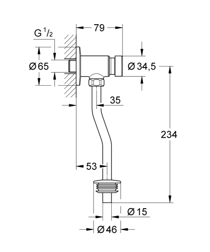 Grohe Rondo Press vizelde öblítőszelep, króm 37396000