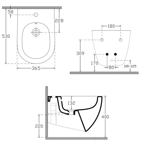 Sapho INFINITY fali bidé, matt fehér 10NF41001-2L