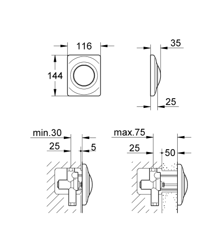 Grohe Surf vizelde nyomólap, króm 37018000