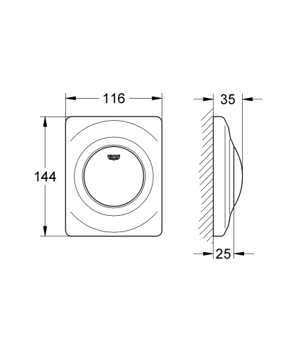 Grohe Surf vizelde nyomólap, króm 38808000