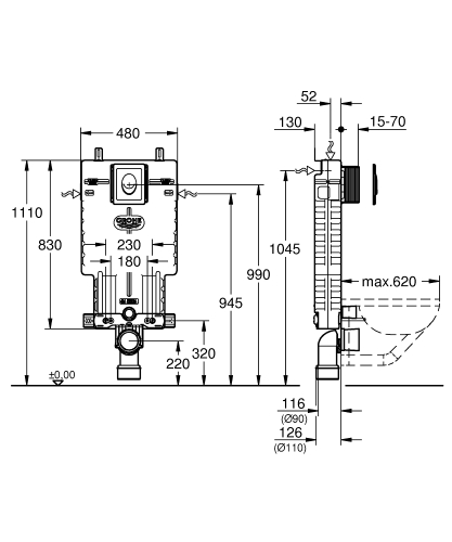 Grohe Uniset 2 az 1-ben WC szett 38723001