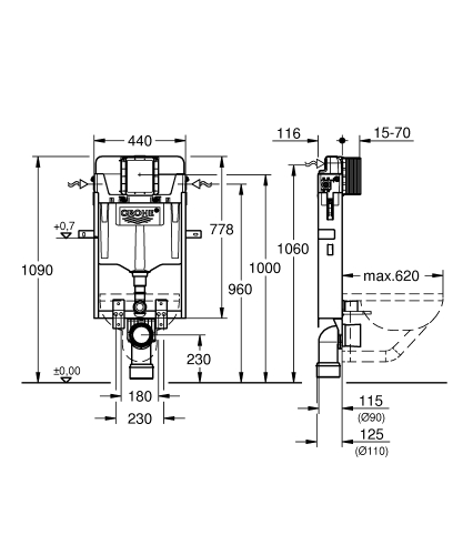 Grohe Uniset wc szerelőelem 39165000