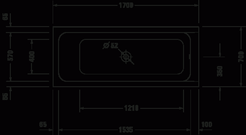 Duravit D-Code 170x70 cm közép lefolyós egyenes kád 700097 (700097000000000)