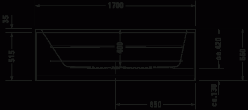 Duravit D-Code 170x70 cm közép lefolyós egyenes kád 700097 (700097000000000)