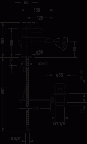 Duravit D-Neo bide csaptelep, króm DE2400001010
