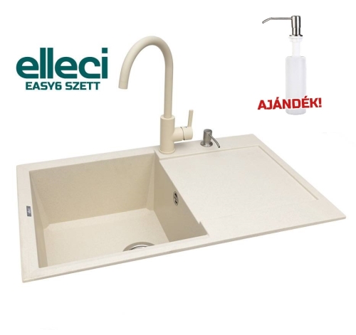 Elleci EASY6 gránit mosogató csapteleppel szett, bianco antico EASY6SZETT