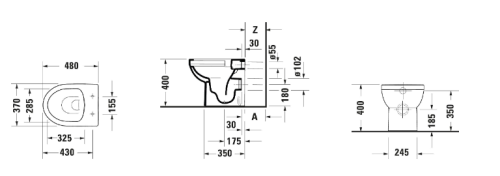 Duravit No.1 perem nélküli hátsó kifolyású álló wc 21840900002