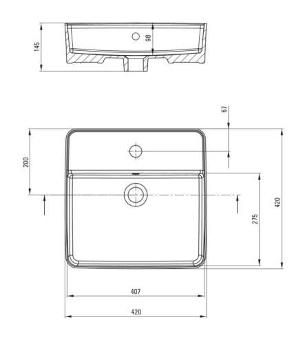 Deante SQUARE 42x42 cm pultra ültethető kerámia mosdó, fehér CGS_6U4B