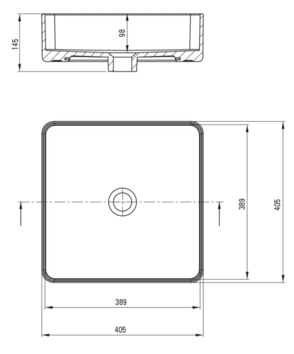 Deante SQUARE 40x40 cm pultra ültethető kerámia mosdó, fehér CGS_6U4S