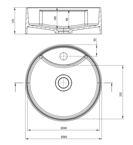 Deante SILIA 36 cm pultra ültethető gránit mosdó, alabástrom CQS_AU4B