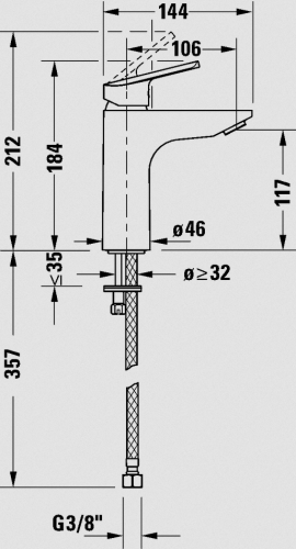 Duravit DuraStyle Basic egykaros keverőcsaptelep M-es leeresztő nélkül, króm  N11020002010