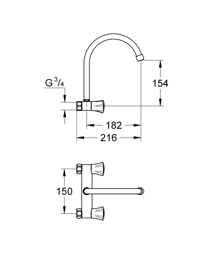 Grohe Costa L fali konyhai csaptelep, króm 31186001