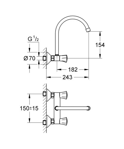 Grohe Costa L fali konyhai csaptelep, króm 31191001